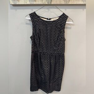 LOFT Black Eyelet Pattern Dress